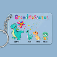 Thumbnail for Personalized Mamasaurus Mom Grandma Dinosaur Colorful Acrylic Keychain, Gift For Grandma JonxiFon