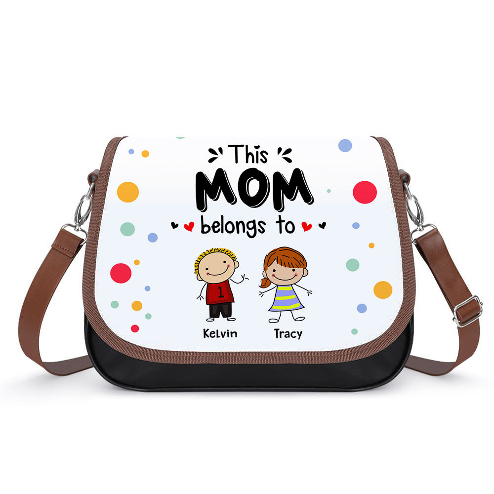 Personalized Mommy Belongs To Kids Colorful Leather Long Handbag JonxiFon