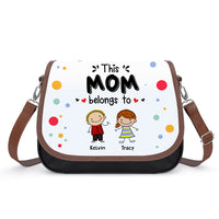 Thumbnail for Personalized Mommy Belongs To Kids Colorful Leather Long Handbag JonxiFon