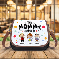 Thumbnail for Personalized Mommy Belongs To Kids Colorful Leather Long Handbag JonxiFon