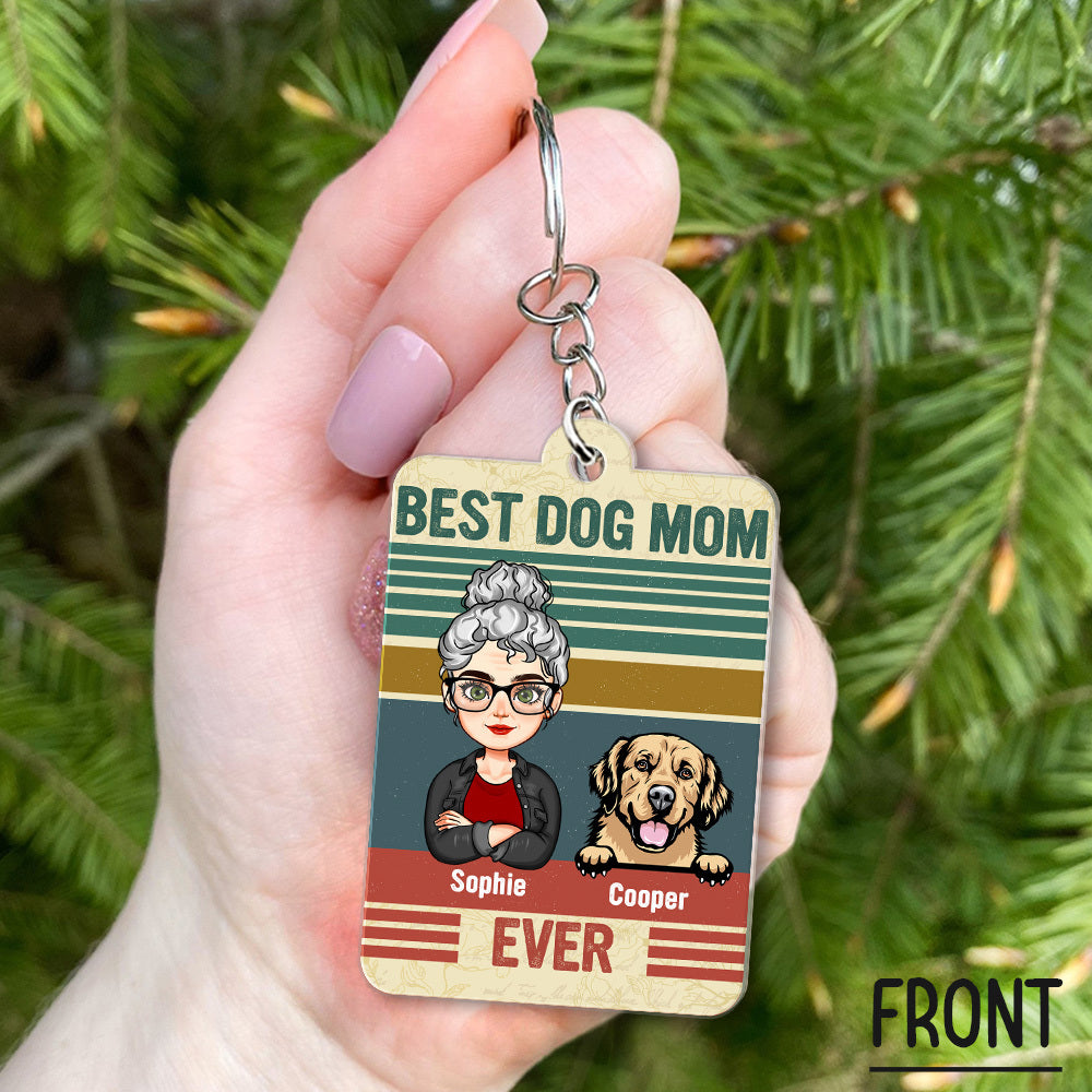 Personalized Best Dog Cat Mom Ever Acrylic Keychain, Gift For Pet Lovers JonxiFon