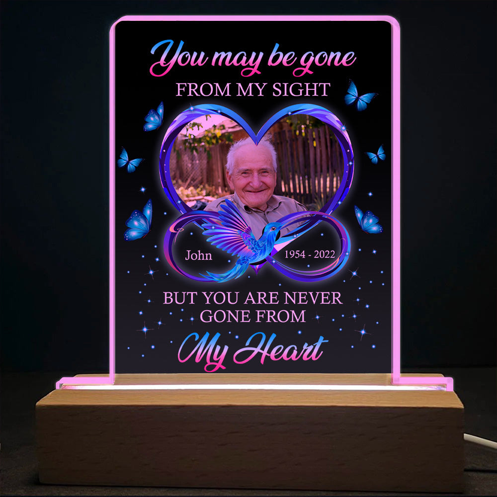 Personalized You Maybe Gone From My Sight Memorial 3D LED Light With Wooden Stand JonxiFon