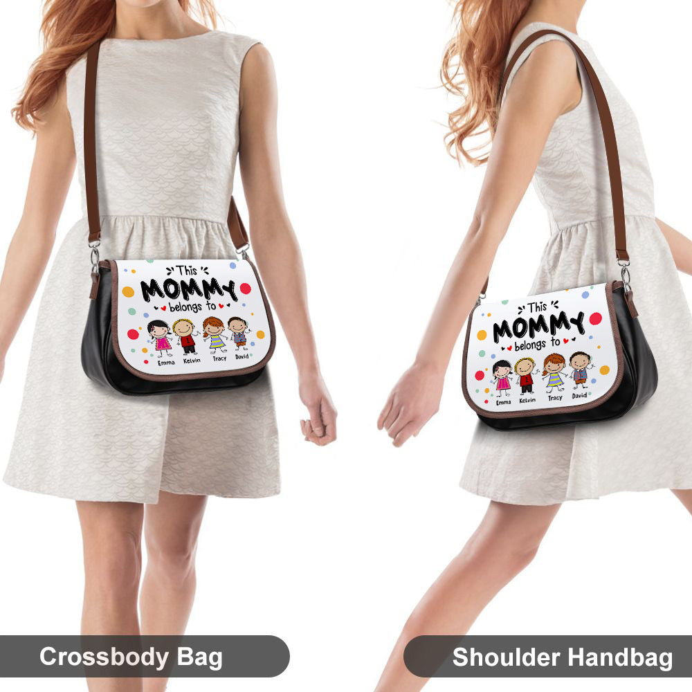 Personalized Mommy Belongs To Kids Colorful Leather Long Handbag JonxiFon