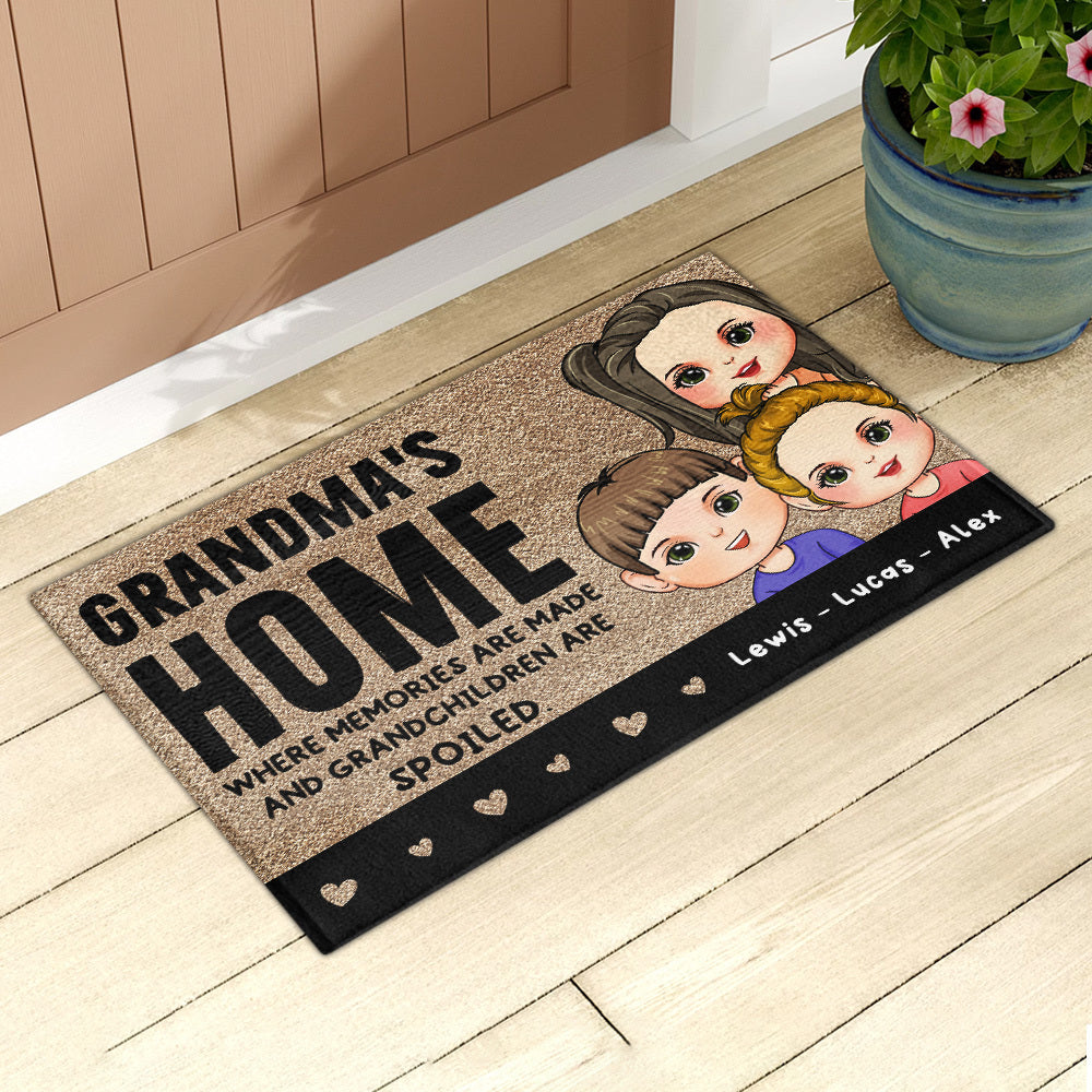 Personalized Grandma's House Where Grankids Spoiled House Doormat AB