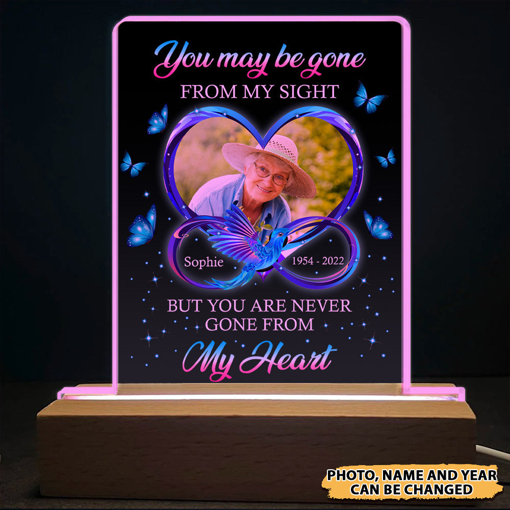 Personalized You Maybe Gone From My Sight Memorial 3D LED Light With Wooden Stand JonxiFon