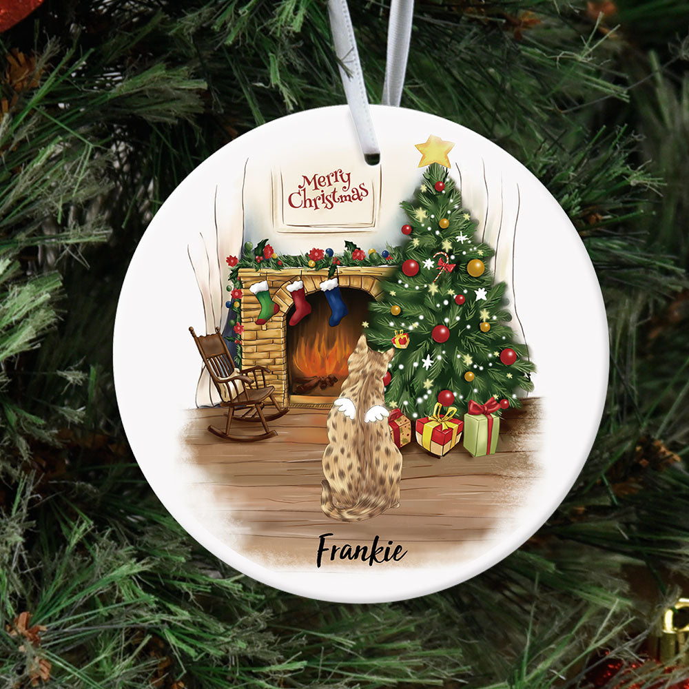Fluffy Cat Memorial - Personalized Christmas Decorative Ornament AE