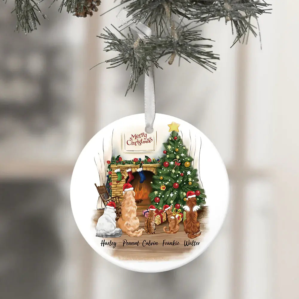 Fluffy Dog&Cat Memorial - Personalized Christmas Decorative Ornament AE