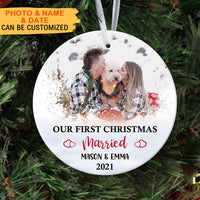 Thumbnail for Our First Christmas Couple, Personalized Christmas Ornaments, Custom Photo Gift AE
