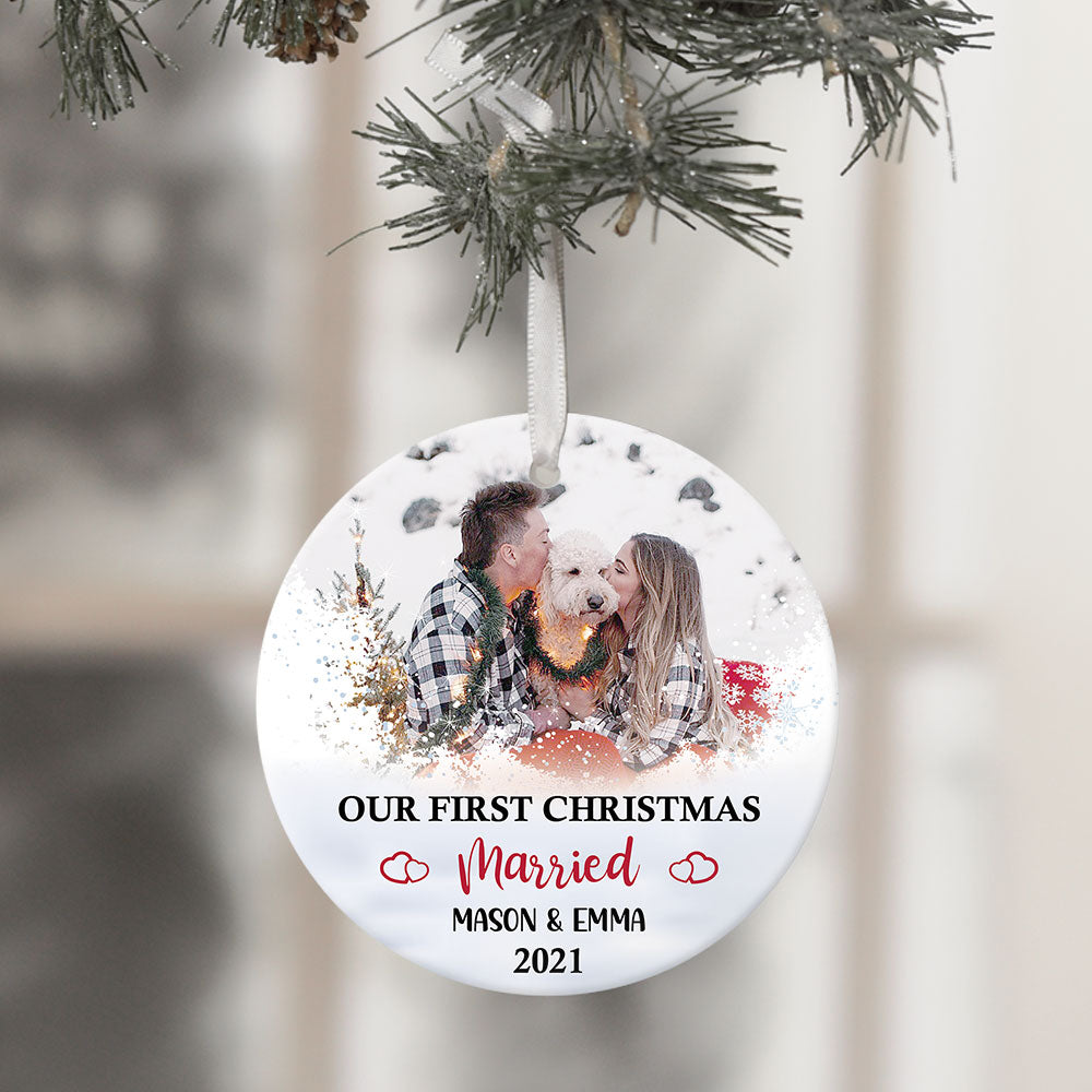 Our First Christmas Couple, Personalized Christmas Ornaments, Custom Photo Gift AE