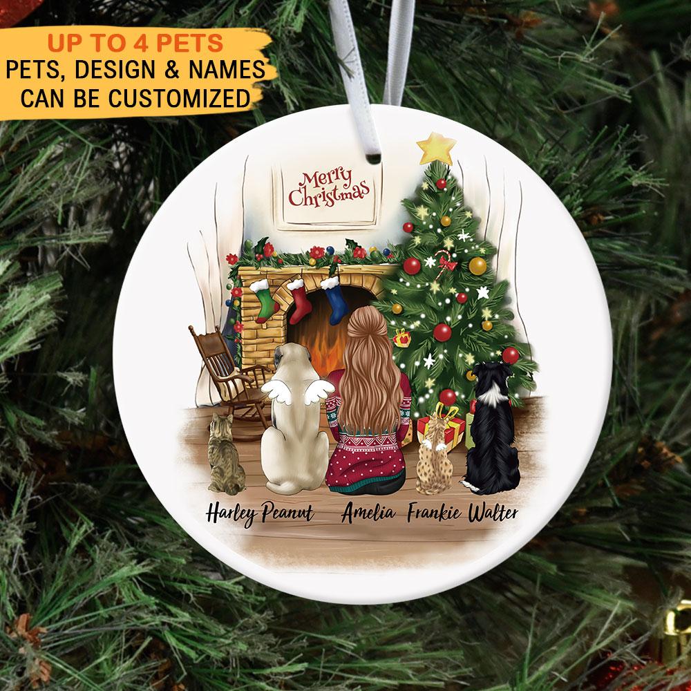Fluffy Dog & Cat Memorial Gifts For Pet Lovers- Personalized Christmas Decorative Ornament AE