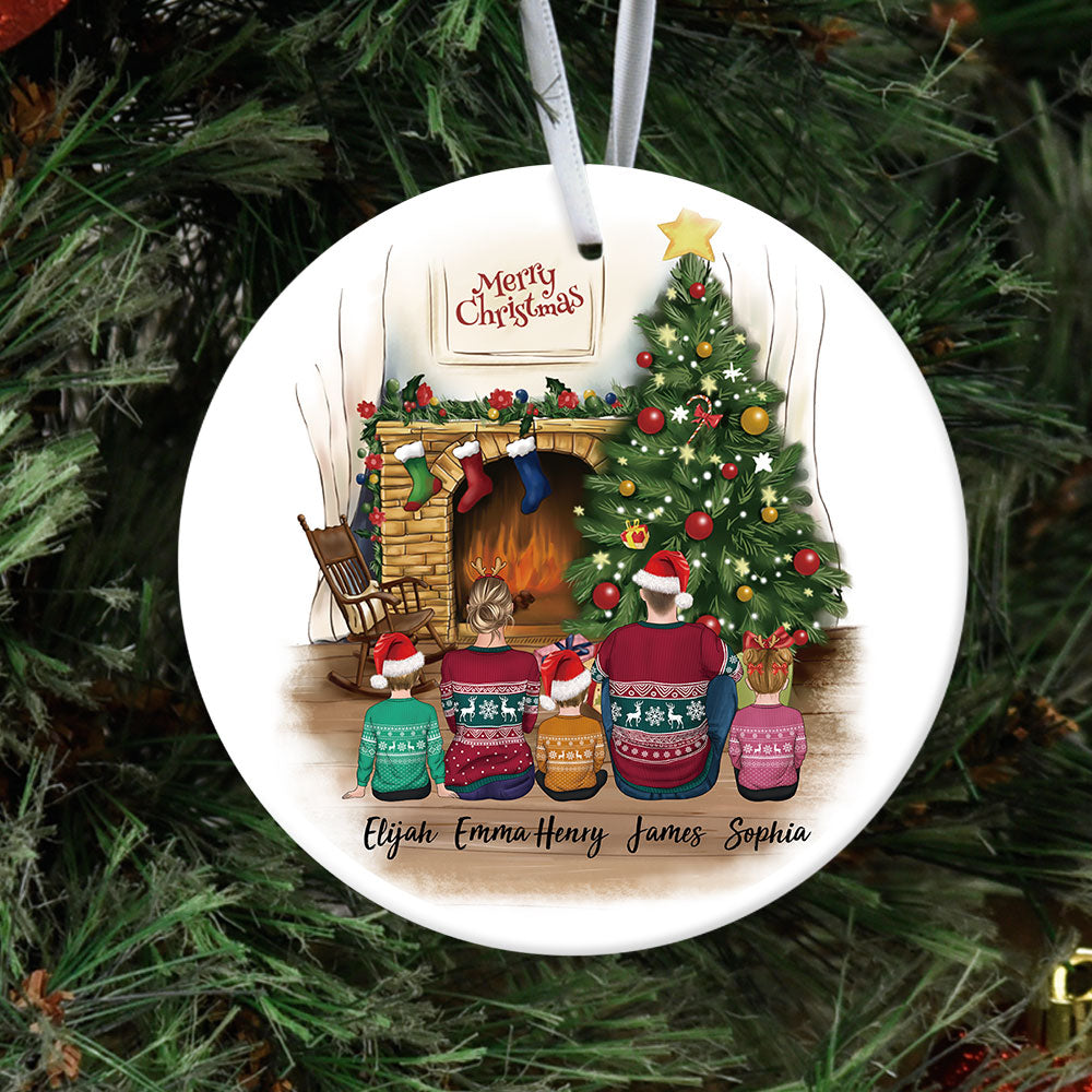 Personalized family Christmas Ceramic Ornaments gifts for the whole family - UP TO 5 PEOPLE AE