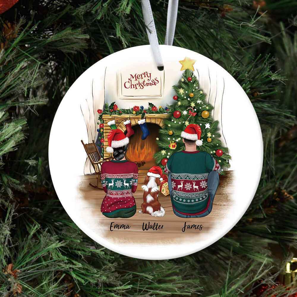 Personalized Christmas Ceramic Ornament Gifts For Pet Lovers -  Dog & Cat & Couple AE