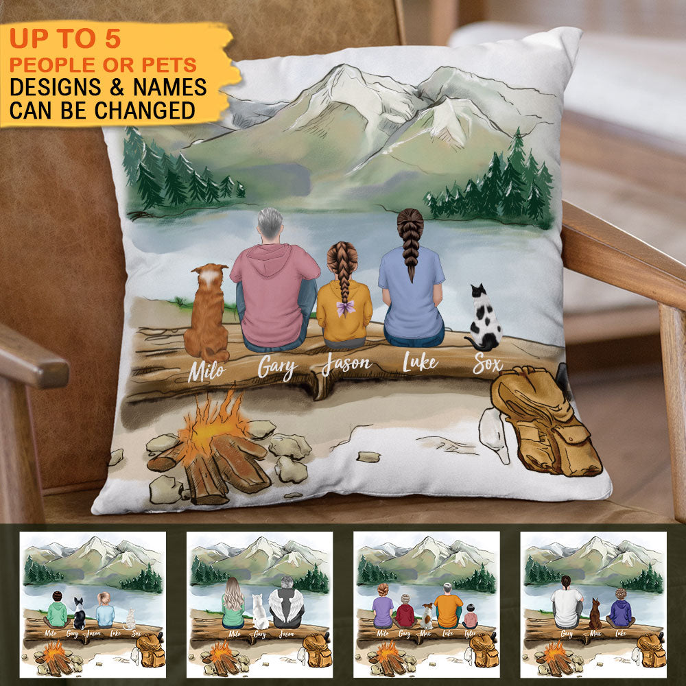 Fluffy Family Gifts Throw Pillow - Personalized Pillow - Hiking AD
