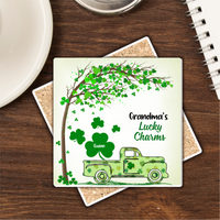 Thumbnail for Personalized Family Square Stone Coasters Gifts - My Lucky Charms AZ