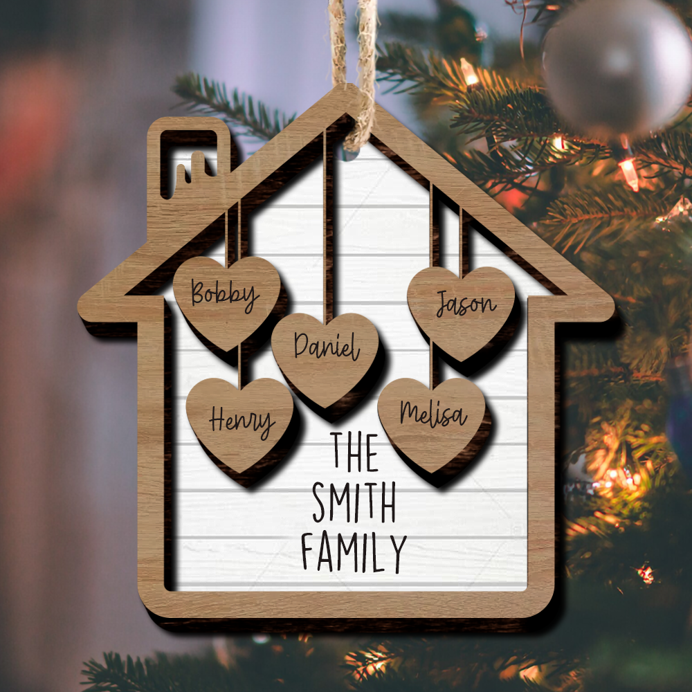 Together We Make A Family House 2 Layered Wood Custom Shape Christmas Ornament AE