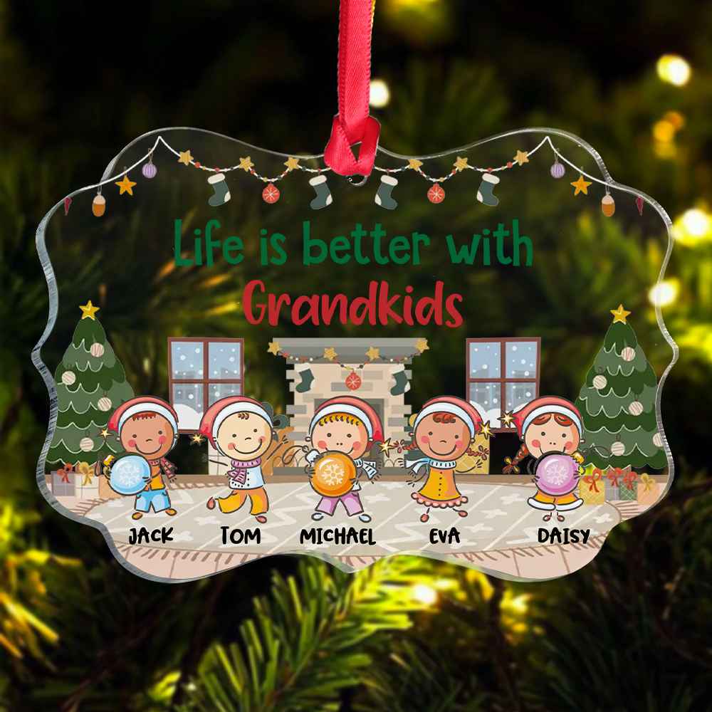 Personalized Mom Grandma Belongs To Kids Acrylic Benelux Ornament, Customized Holiday Ornament AE