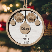 Thumbnail for Personalized Dog Lovers Family Round Shaped 2 Layered Wood Christmas Ornament AE