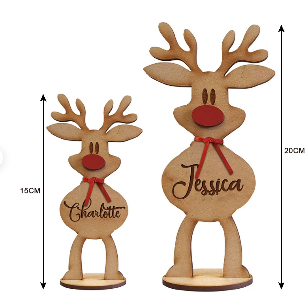 Personalised Freestanding Reindeer, Family Christmas Decoration, Desk Decoration, Christmas Gift For Family AE