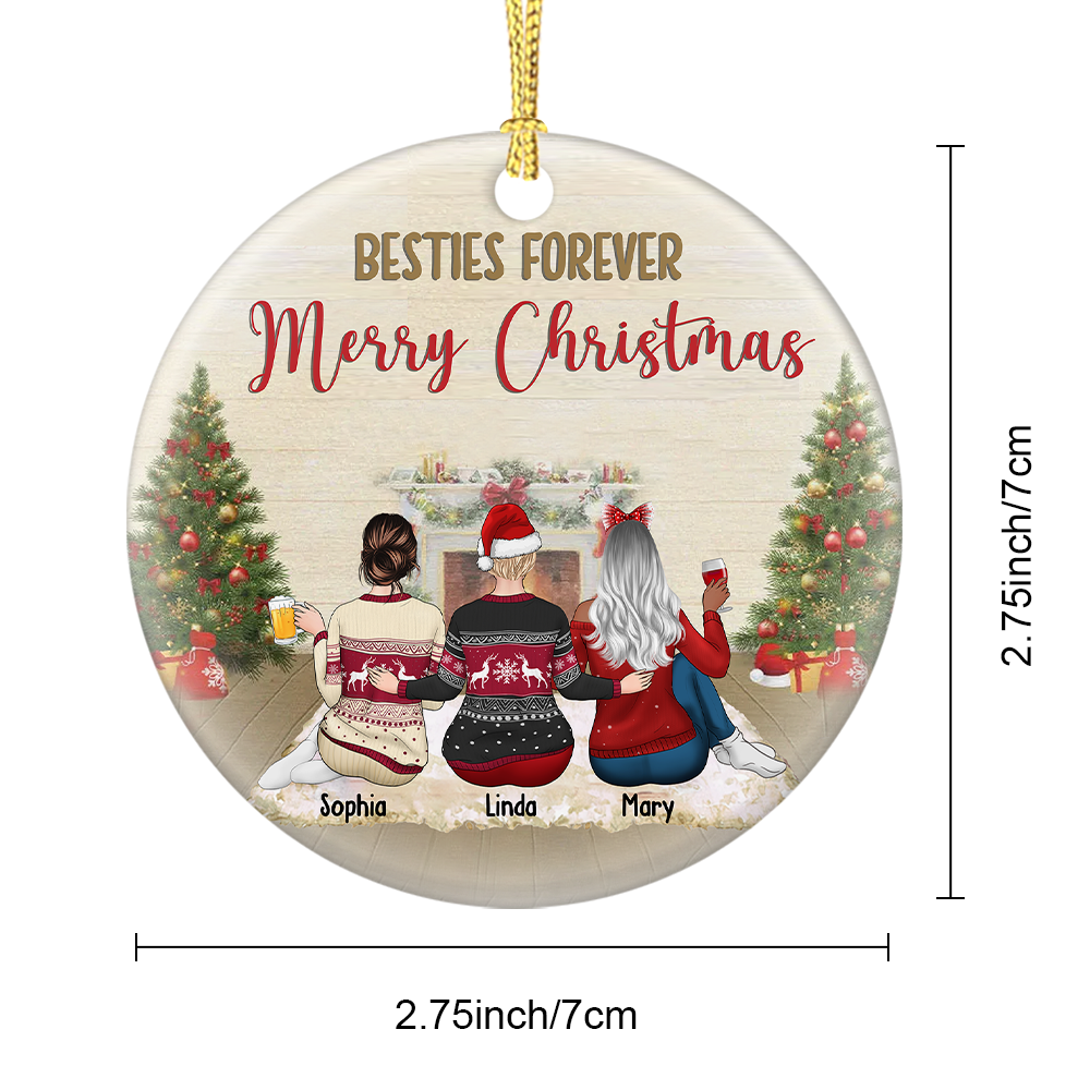 Besties Forever Merry Christmas 2022 Personalized Holiday Ornament AE