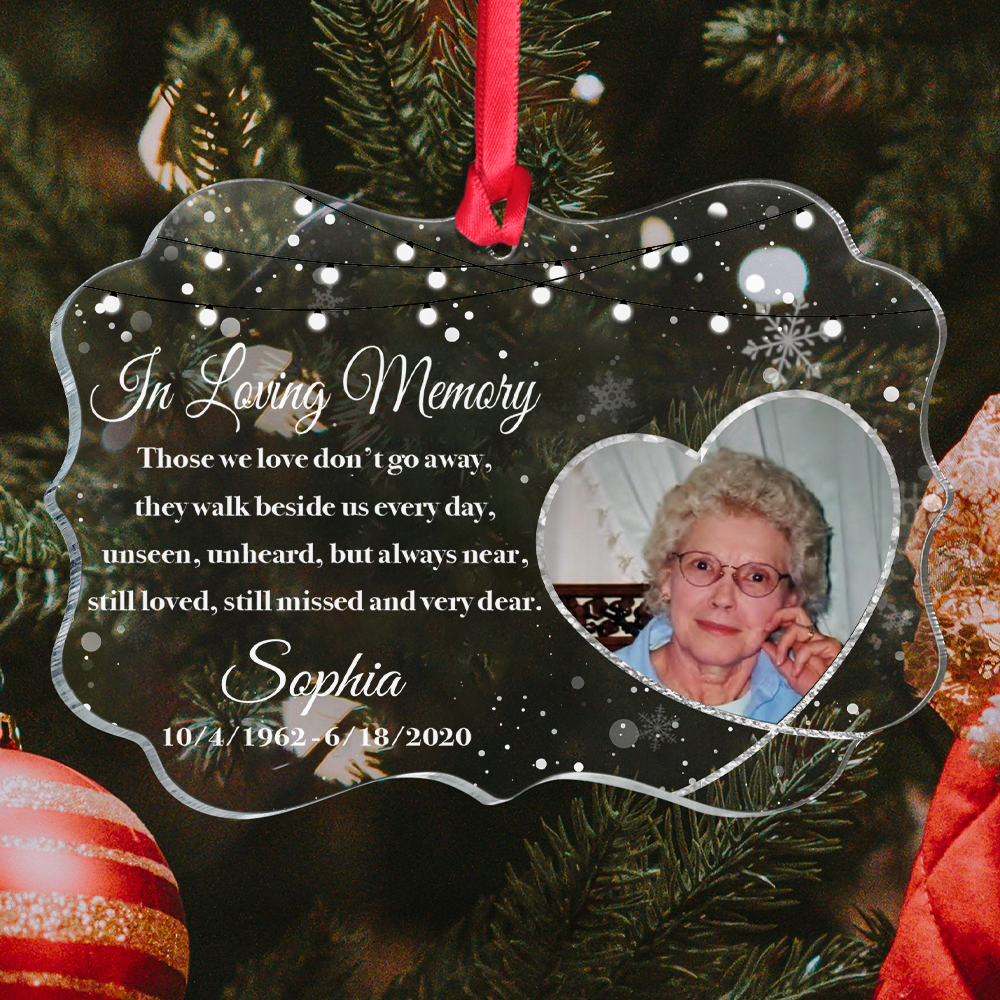 Upload Photo Loss Of Someone Family Member Memorial Christmas Acrylic Ornament, Customized Holiday Ornament AE