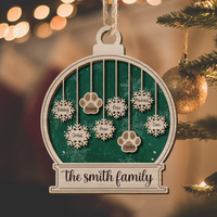 Thumbnail for Personalized Dog Lover Family Snow Globe Shaped 2 Layered Wood Christmas Ornament AE