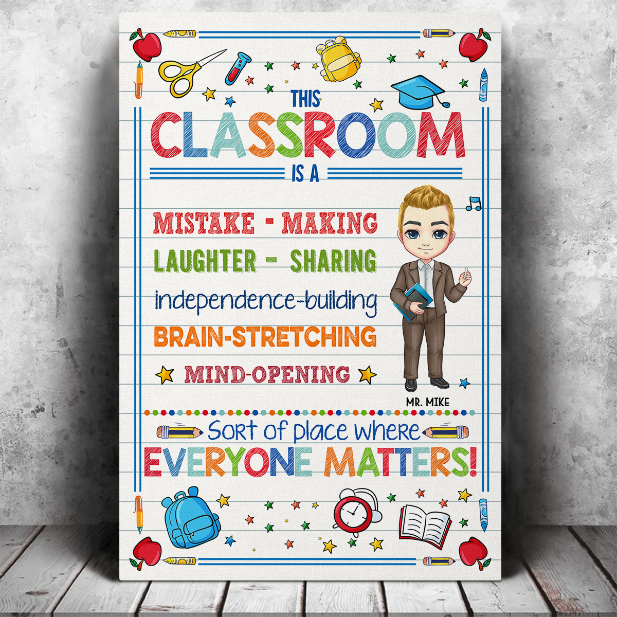 In This Class Everyone Matters Teacher Poster/Canvas, Classroom DIY Sign CustomCat