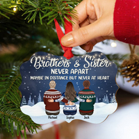 Thumbnail for Personalized Brothers & Sisters Never Apart Benelux Shaped Wood Christmas Ornament AE