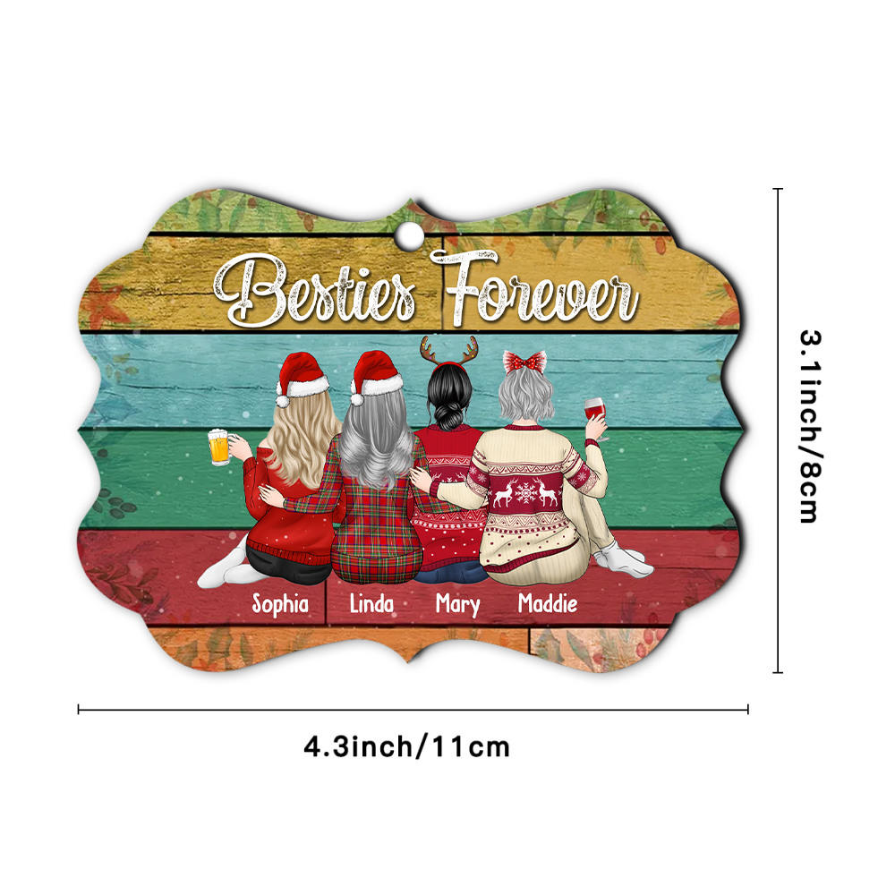 Personalized Besties forever Benelux Shaped Wood Christmas Ornament AE