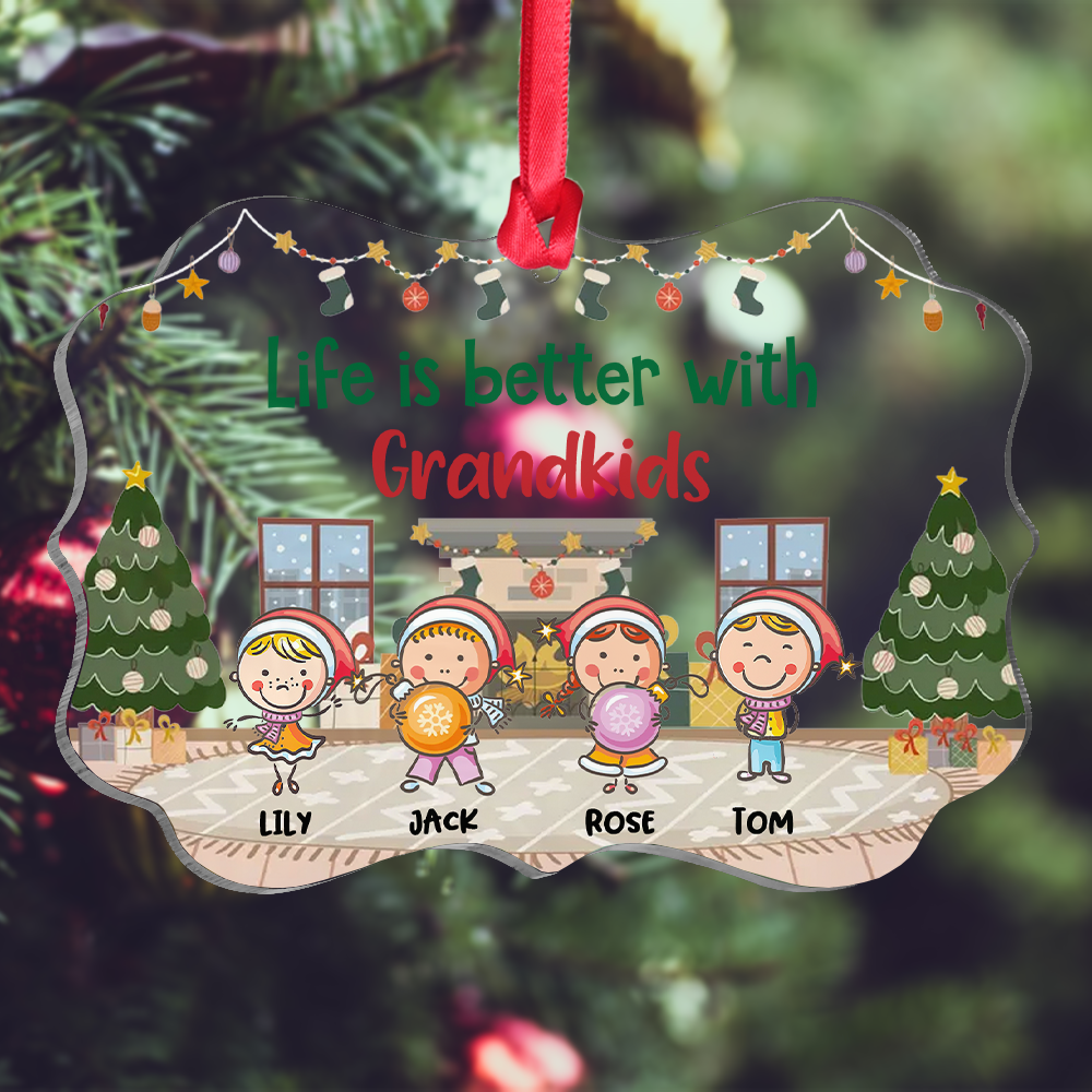 Personalized Mom Grandma Belongs To Kids Acrylic Benelux Ornament, Customized Holiday Ornament AE
