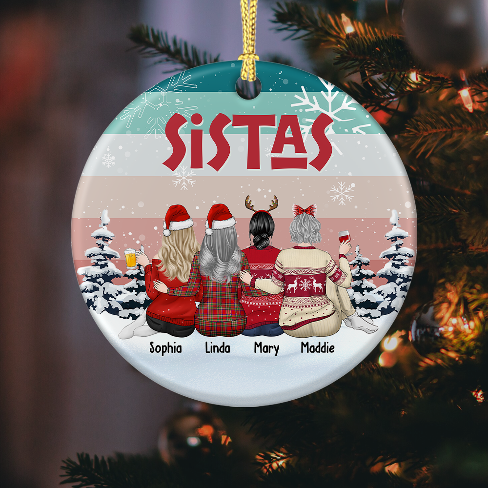 Sistas At Heart Christmas Personalized Ornament, Customized Holiday Ornament AE