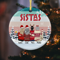 Thumbnail for Sistas At Heart Christmas Personalized Ornament, Customized Holiday Ornament AE