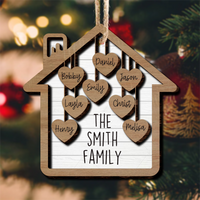 Thumbnail for Together We Make A Family House 2 Layered Wood Custom Shape Christmas Ornament AE