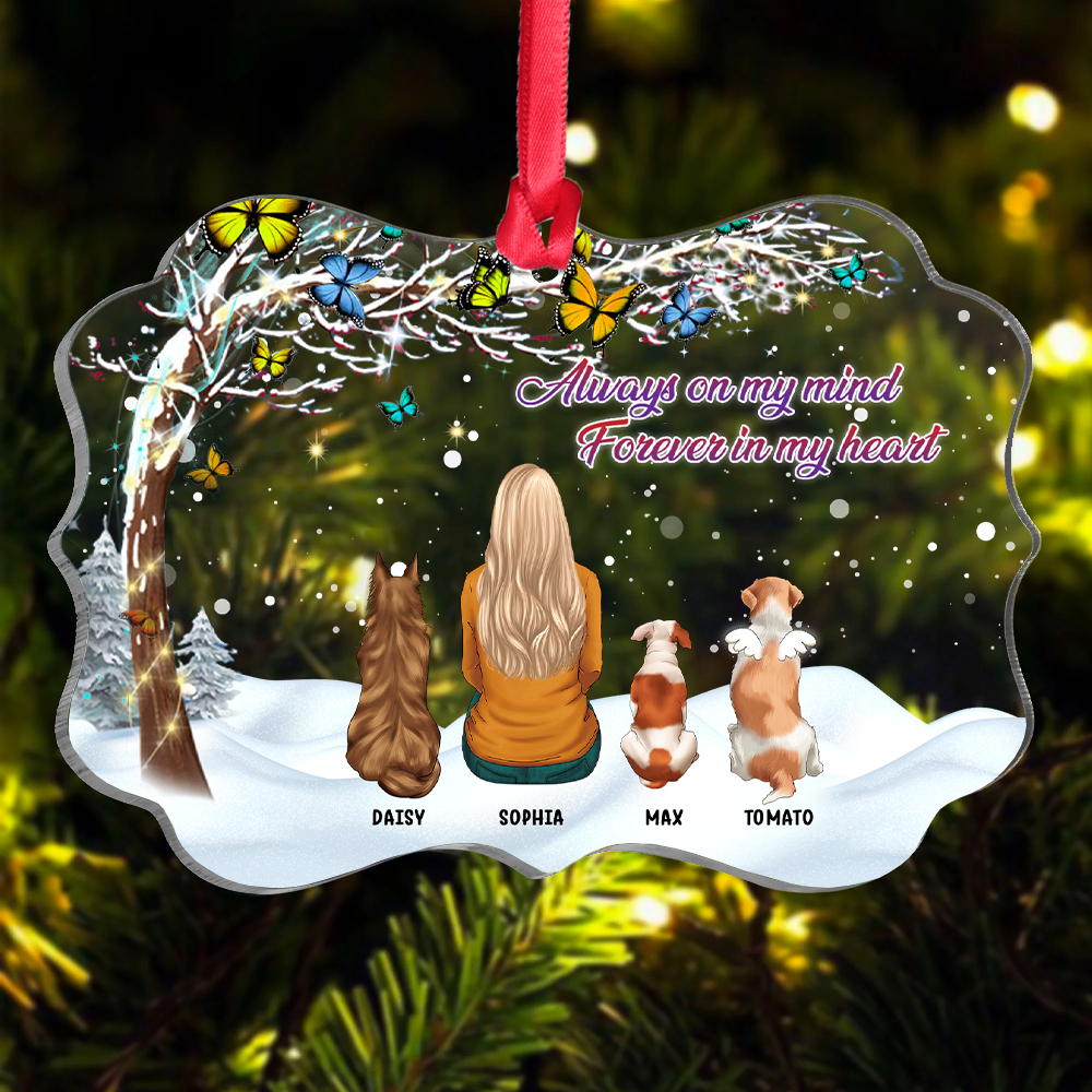 Personalized Family Members Mom Dad Butterfly Acrylic Ornament, Customized Holiday Ornament AE