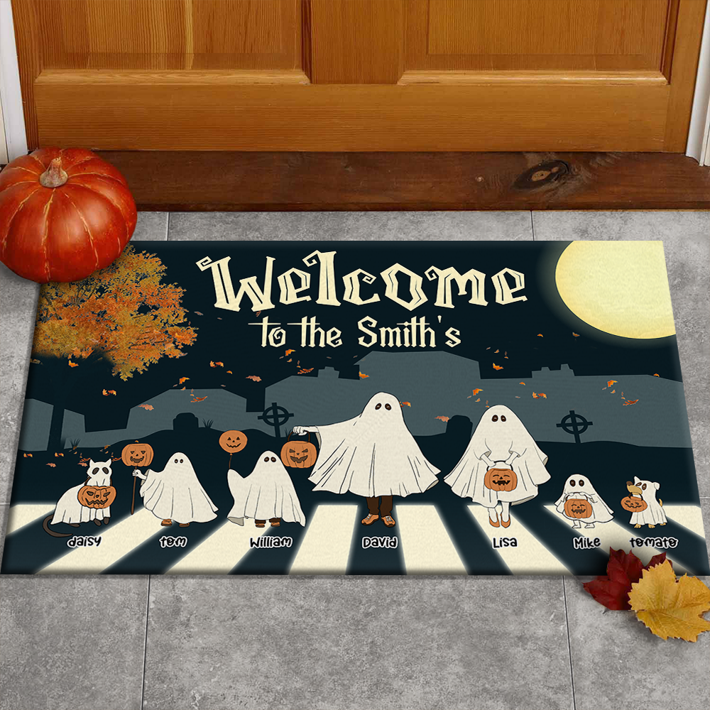 Personalized Welcome To Family Halloween Ghoul Doormat AB