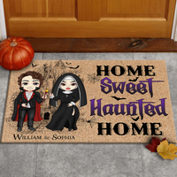 Thumbnail for Personalized Home Sweet Haunted Home Halloween Couple House Doormat AB