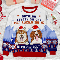 Thumbnail for On the Naughty List Personalized Ugly Christmas Sweatshirt, Funny Xmas Gift For Dog Lovers AB