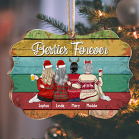 Thumbnail for Personalized Besties forever Benelux Shaped Wood Christmas Ornament AE