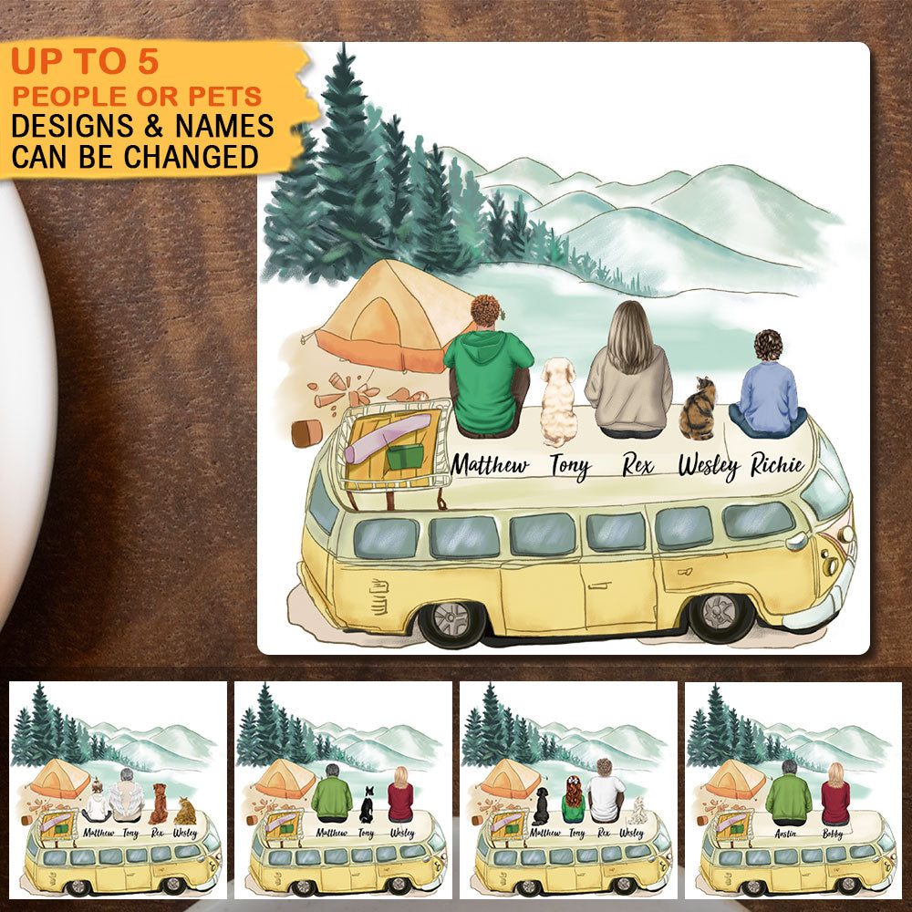 Family Square Stone Coasters Gifts For The Whole Family - Camping AZ
