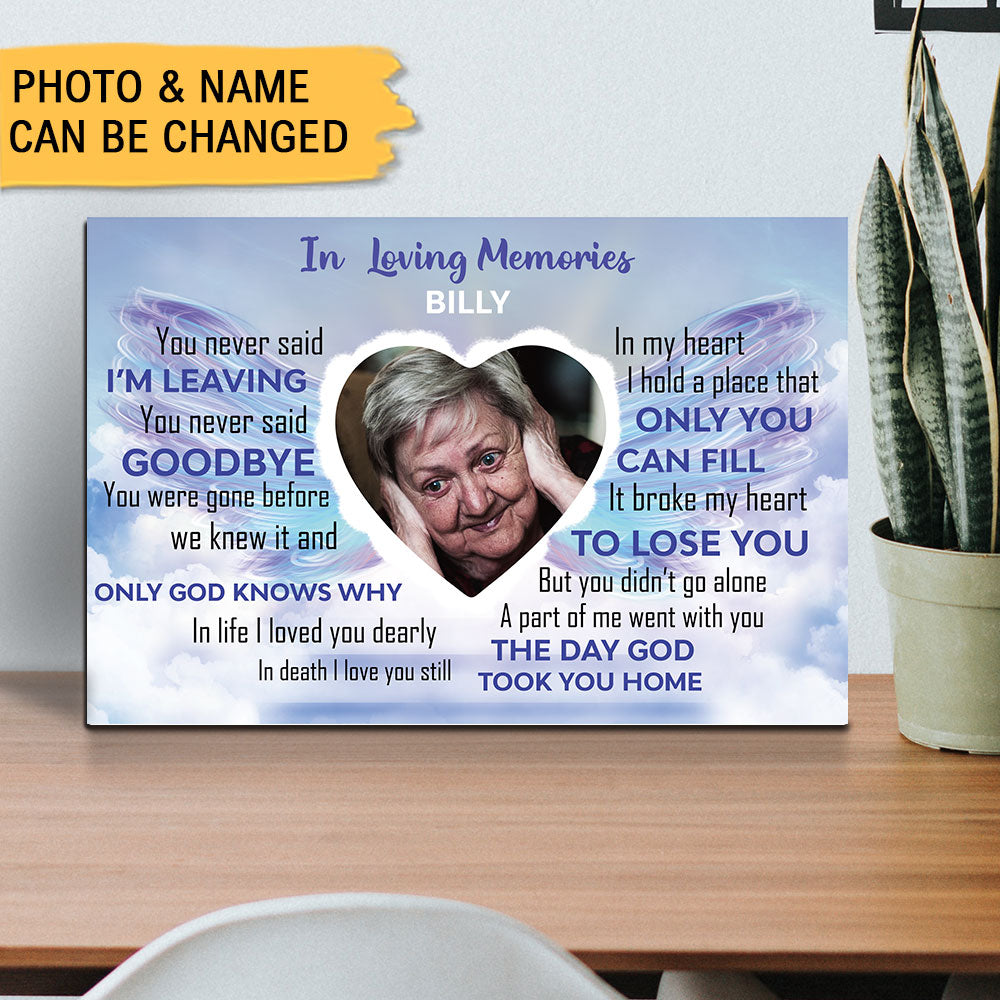 In Loving Memories Gift, Memorial Personalized Canvas Wall Art AK