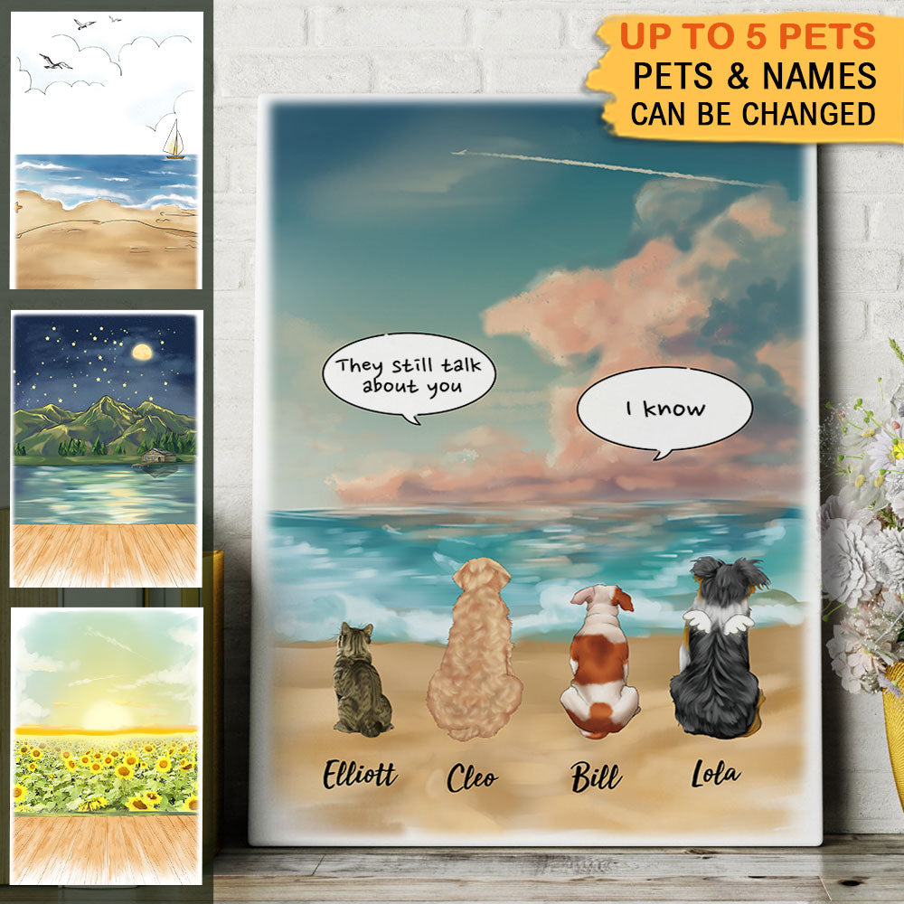 They Still Talk About You Conversation - Canvas Print, Fluffy Dog & Cat Memorial Gifts AK