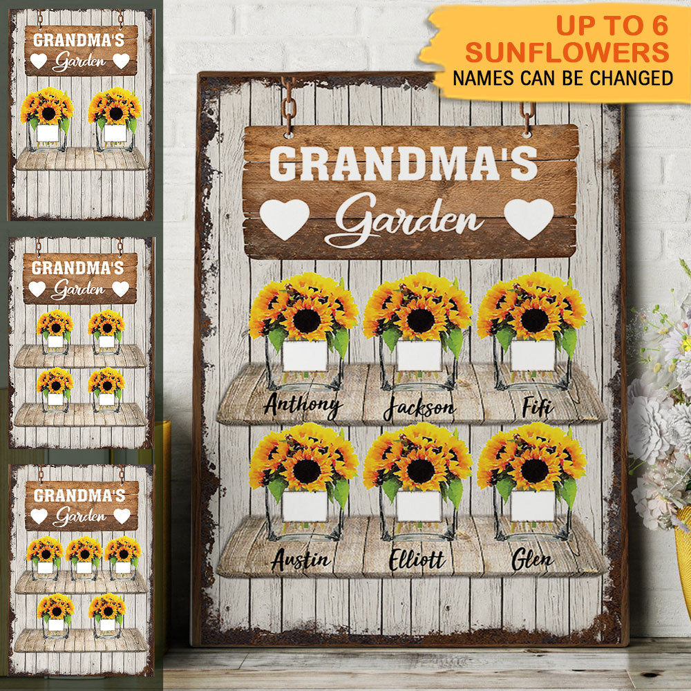 Grandma's Sunflower Garden Gifts, Personalized Canvas Wall Art AK