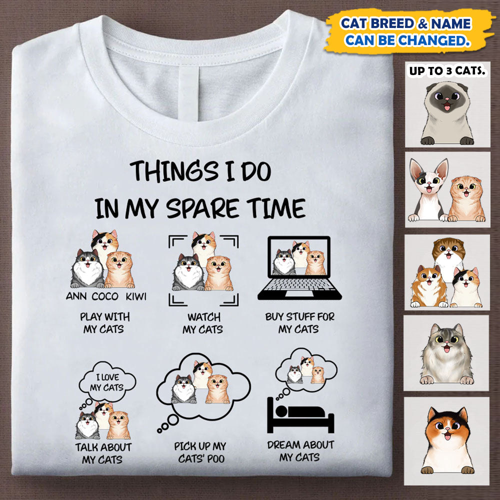 Things I Do In My Spare Time Personalized Shirt, Gift For Cat Lovers CustomCat