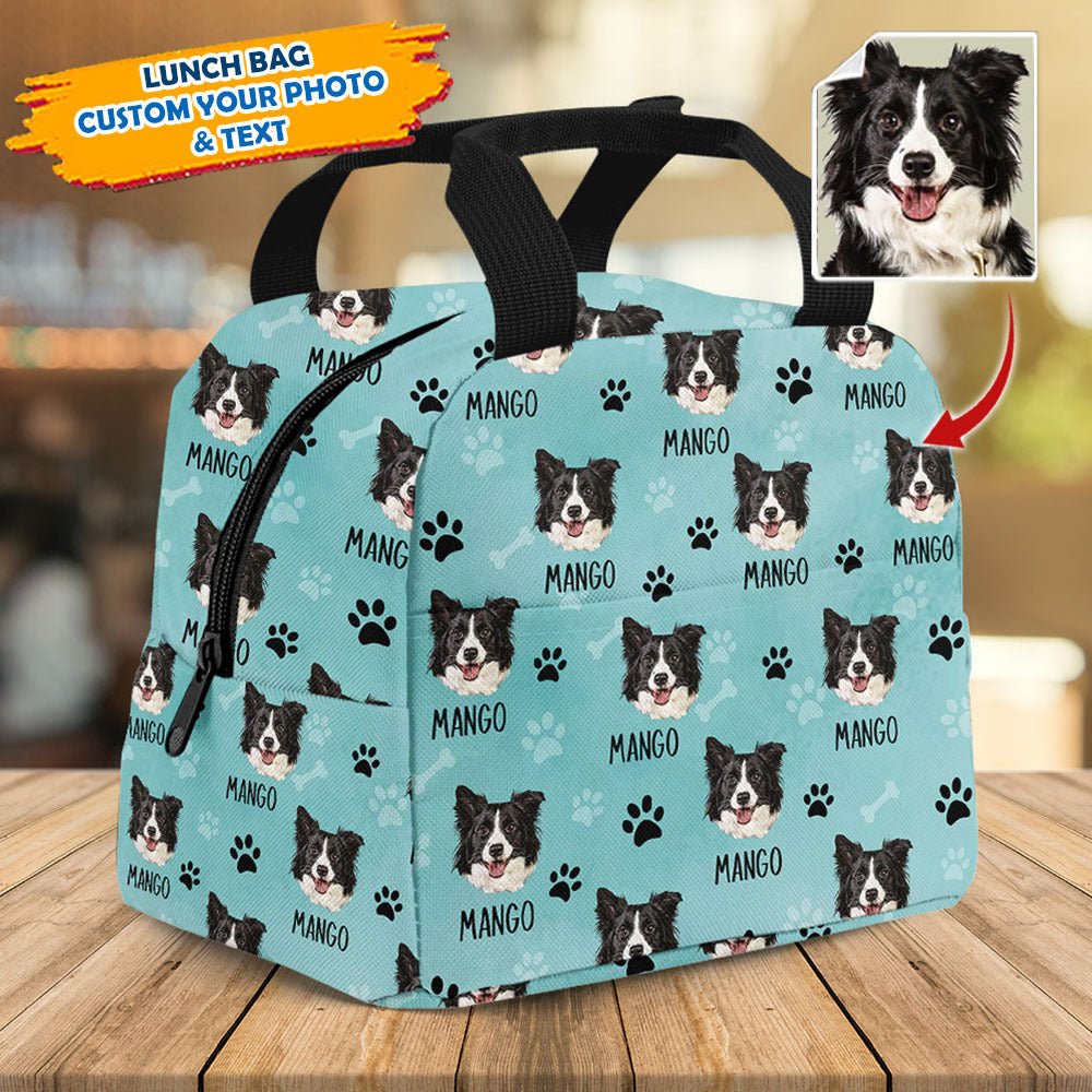 Custom Paws With Dog Cat Photo Lunch Bag, Pet Lover Gift AI