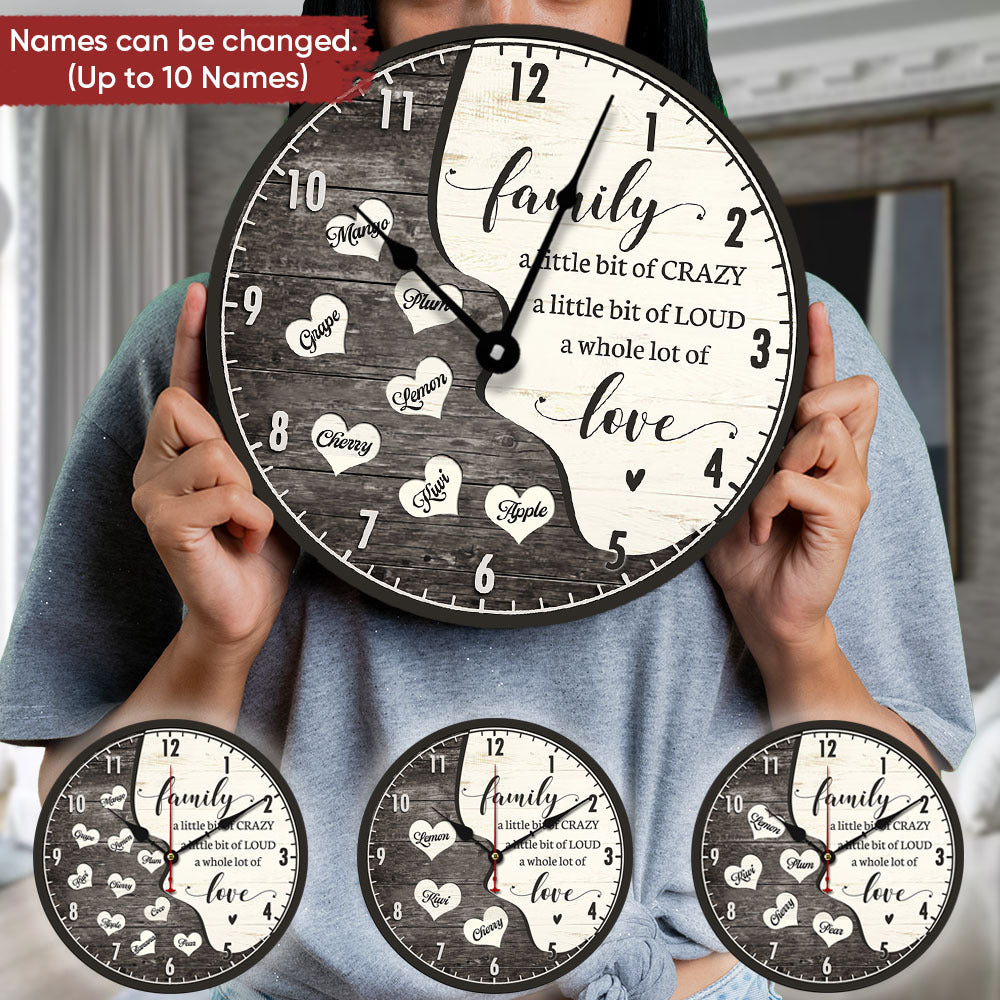 Personalized Family A Whole Of Love Wall Wooden Clock, Gift For Family AH
