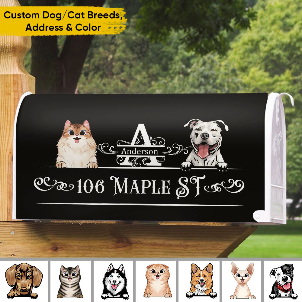 Custom Family Monogram Dog Cat Mailbox Cover, Pet Lover Gift AF