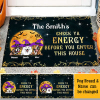 Thumbnail for Personalized Dog Mom Check Ya Energy Halloween Doormat, Dog Lover Gift AB