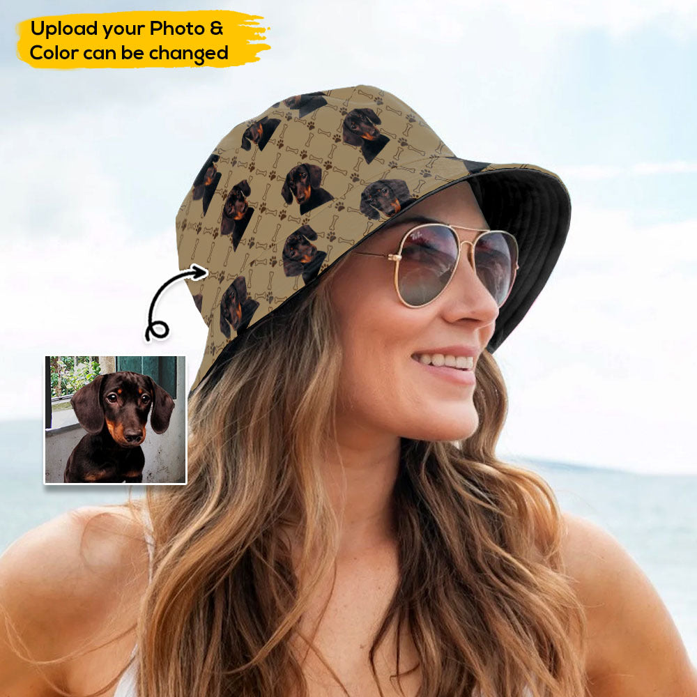 2022 Dog Photo Luxury Custom Bucket Hat, DIY Gift for Dog Lovers AI