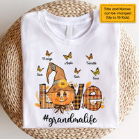 Thumbnail for Personalized Love Butterfly Mom Grandma Life Scarecrow T-shirt, Custom Family Gifts CustomCat