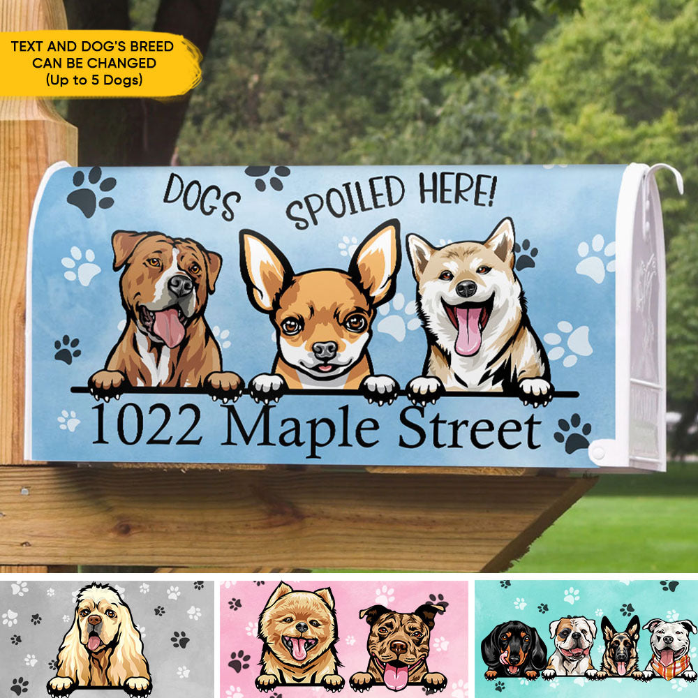 Dogs Spoiled Here House Address Magnetic Mailbox Cover, Personalized Mailbox Cover AF