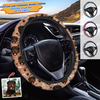 Thumbnail for Custom Face With Paws Dog Cat Car Steering Wheel Cover, Pet Lover Gift JonxiFon